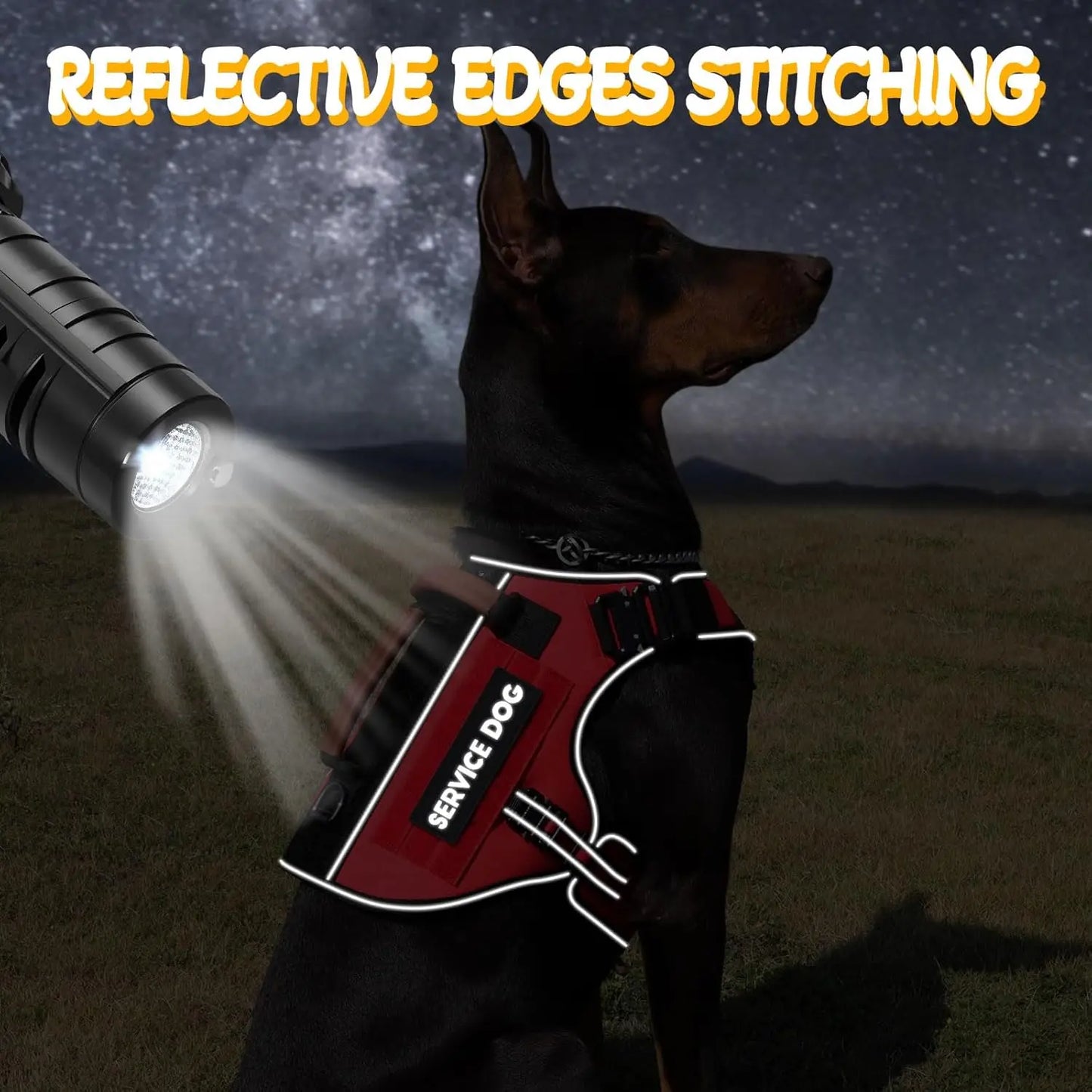 Tactical Dog Harness with Metal Buckles, Reflective No-Pull Vest for Large Medium Dogs, Red L