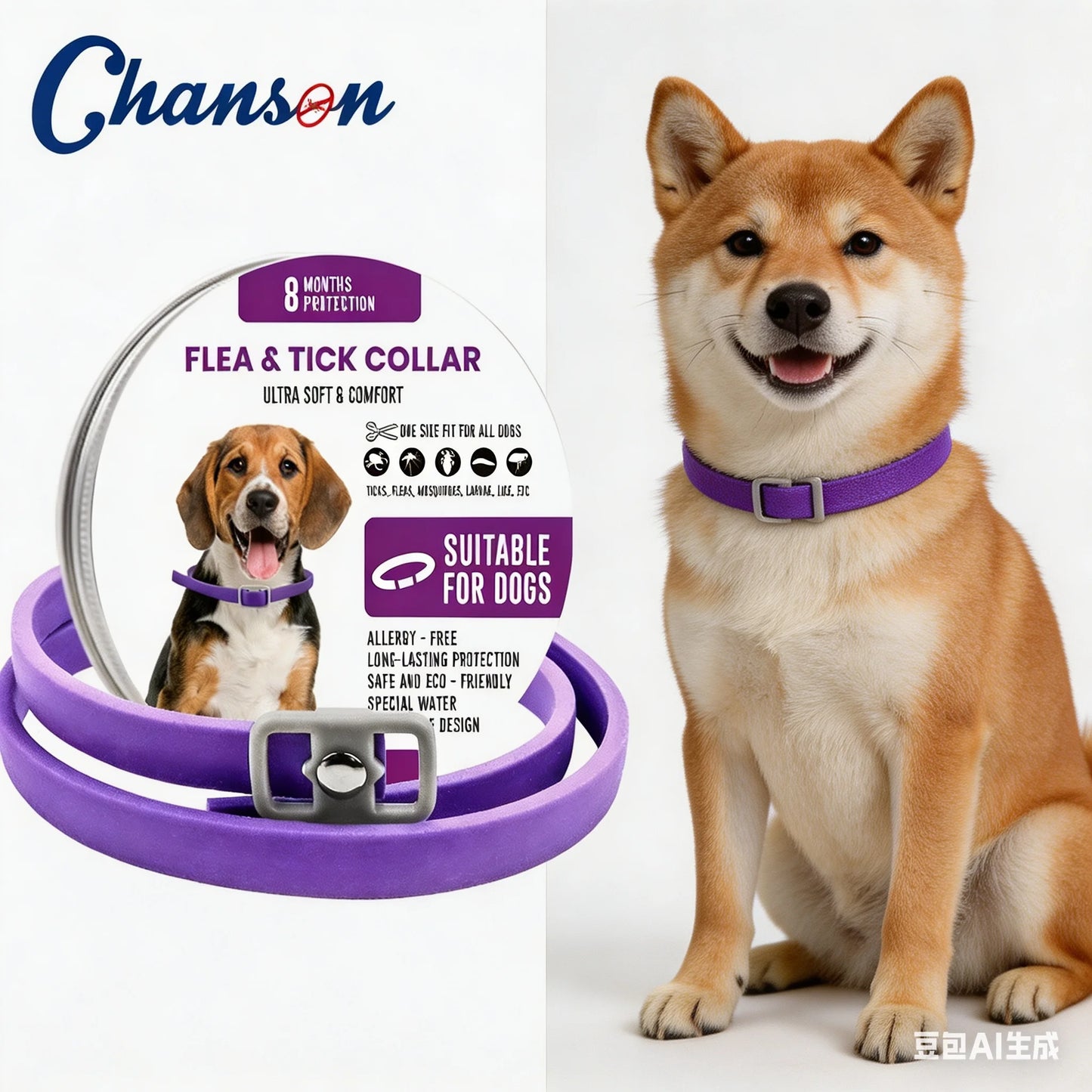 Natural Flea, Tick & Lice Repellent Collar for Dogs & Cats – Waterproof & Adjustable, Powered by Essential Oils