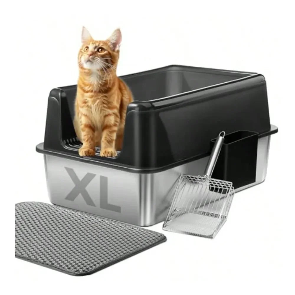 Cat Litter Box Litter Box Cat AccessoriesStainless Steel Cat Litter Box With Lid And Drawer Design For Indoor All Lifestyles Cat