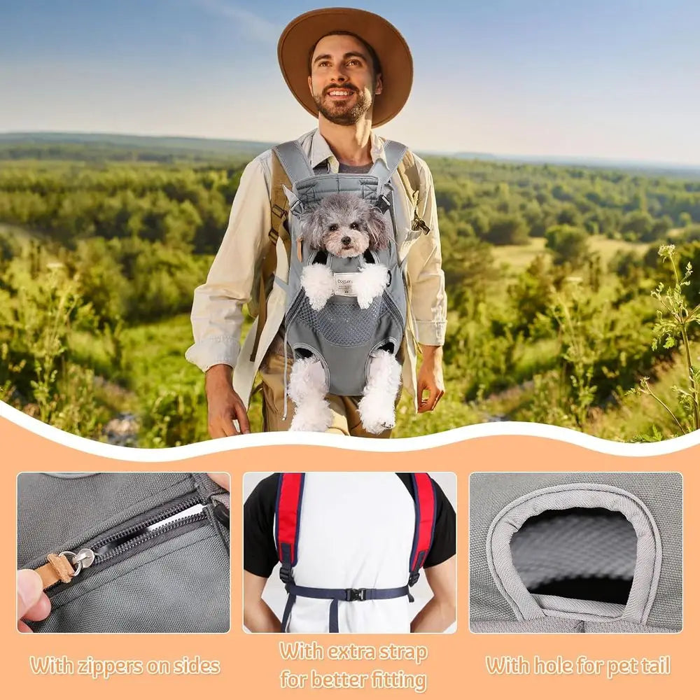 Pawsome Pet Backpack Carrier with Legs Out for Small to Medium Dogs - Airline Approved, Ideal for Travel, Hiking & Biking