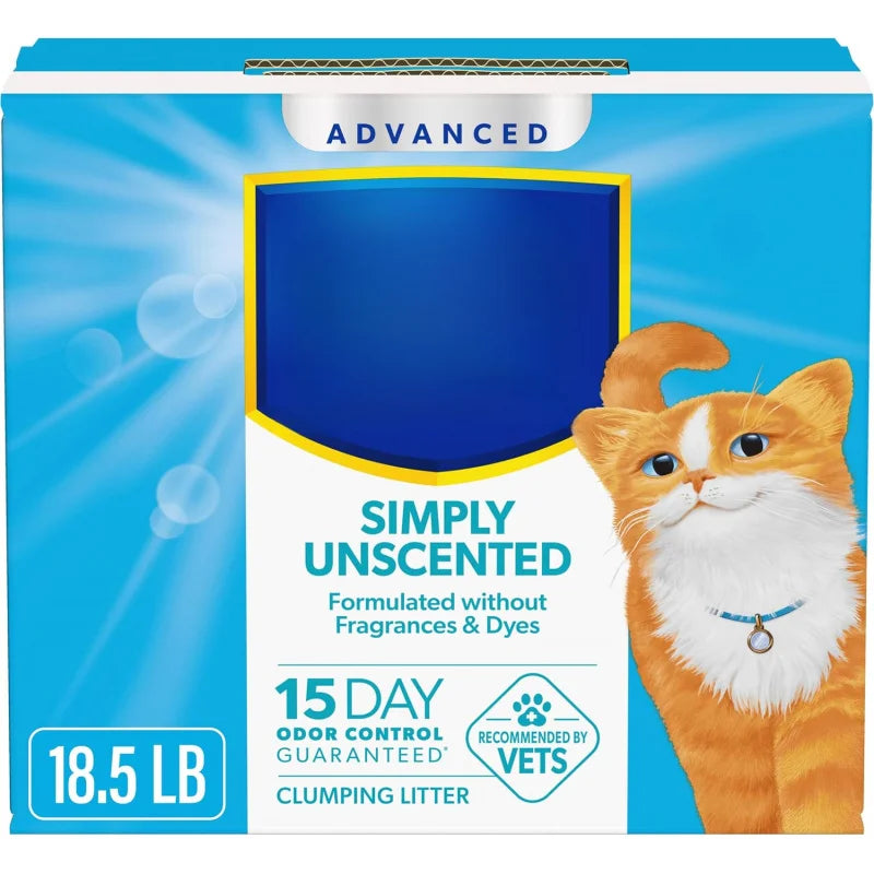 dvanced Clumping Cat Litter – Unscented 18.5lb Formula, Odor-Control on Contact for Long-Lasting Freshness