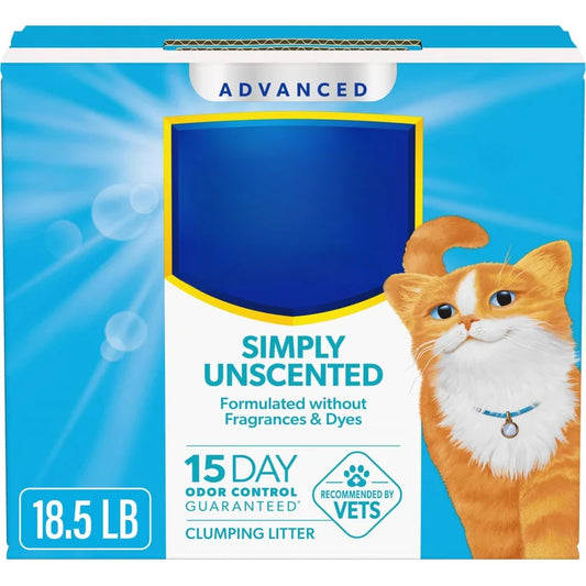 dvanced Clumping Cat Litter – Unscented 18.5lb Formula, Odor-Control on Contact for Long-Lasting Freshness