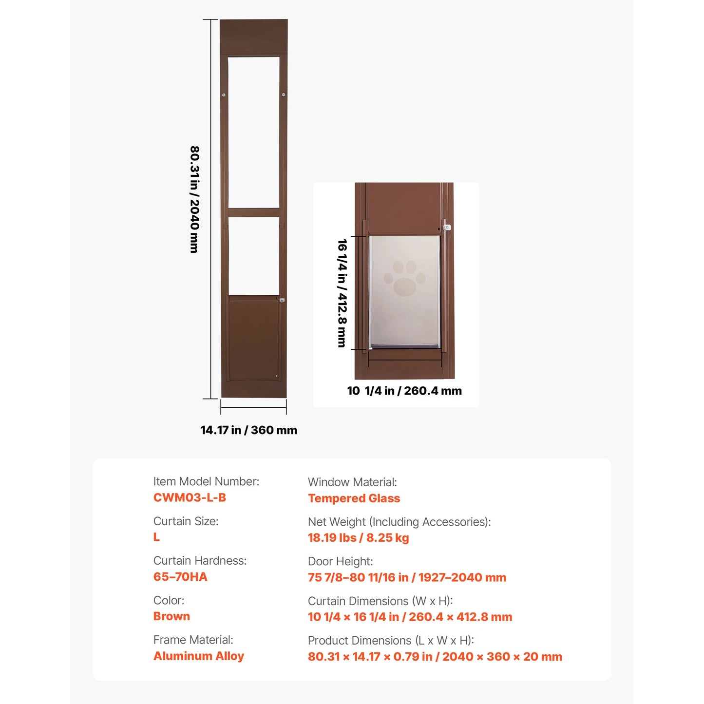 SucceBuy Dog Door for Sliding Glass Door Aluminum Alloy Frame with Rotating Hinges Lock Design Sliding Glass Pet Door for Renter