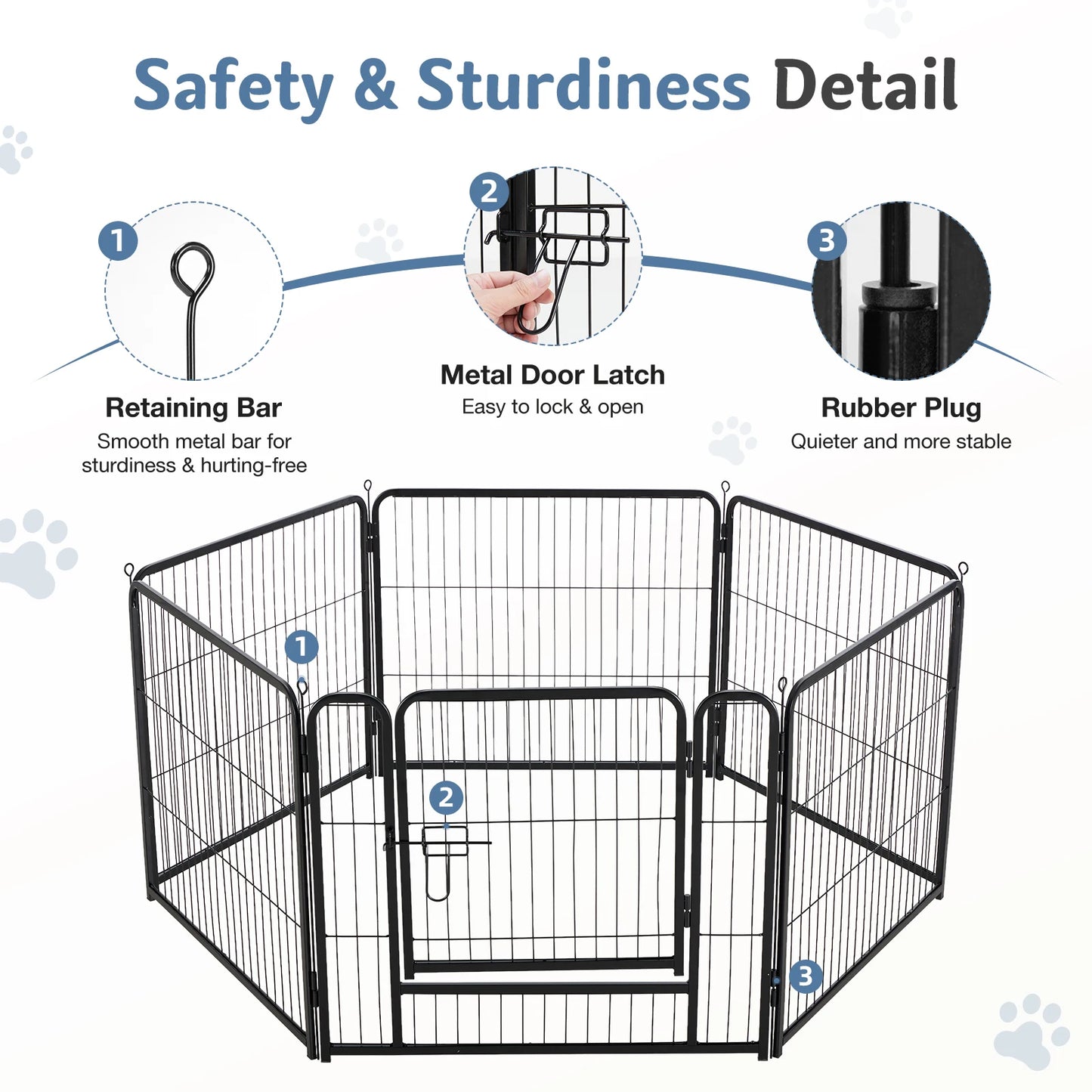 JHK 6 Panels Metal Dog Playpen Pet Fence 24 Inch to 40 Inch Foldable Large Dog Puppy Exercise for Yard Gate Camping Outdoor