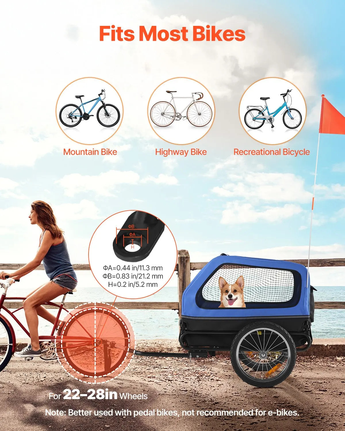 Dog Bike Trailer, Supports Up To 88 Lbs, Pet Cart Bicycle Carrier For Small & Large Dogs, Easy Folding Frame With Quick Release