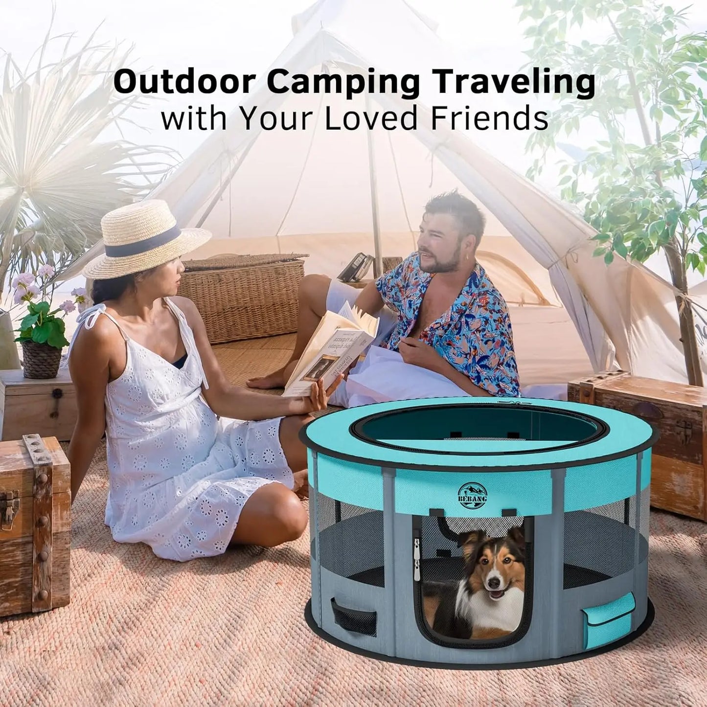 Dog Playpen Puppy Play Pen Indoors Pet Crate Small Dog Cage Portable Foldable Cat Kennel with Carrying Case