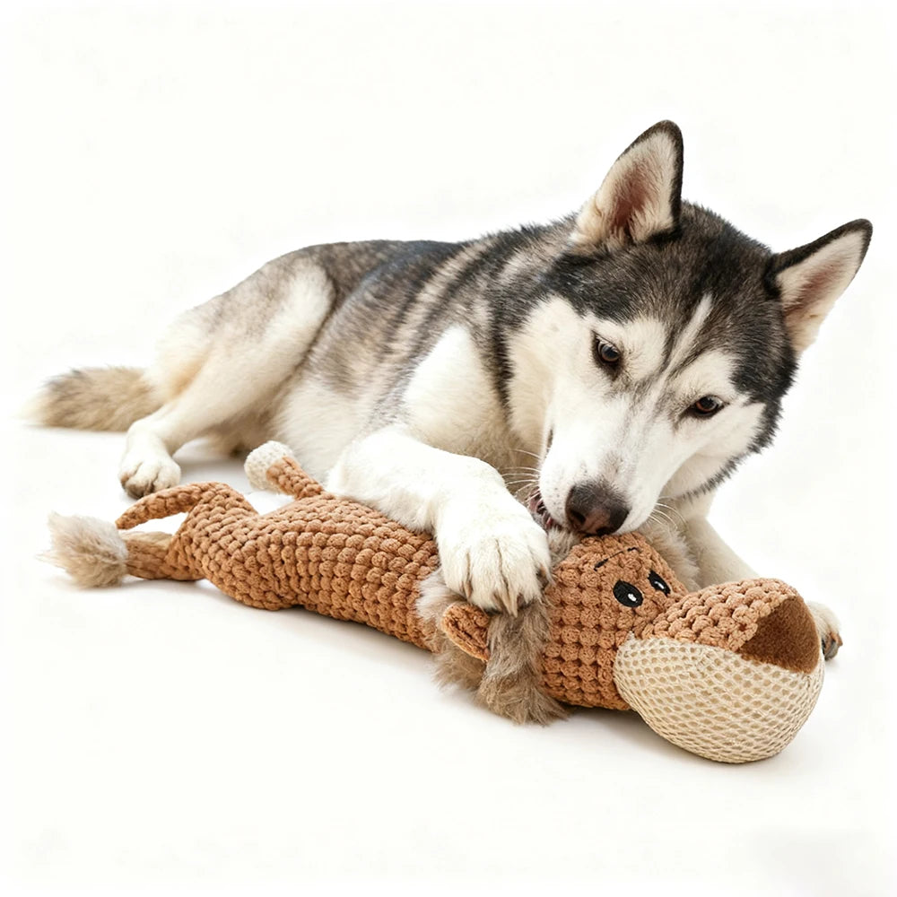 Large Dog Plush Toy Squeak Fleece Durable Chewable Cute Soft Molar Chew for Teething Small Dogs Pet Cartoon Puppy Chew Squeak