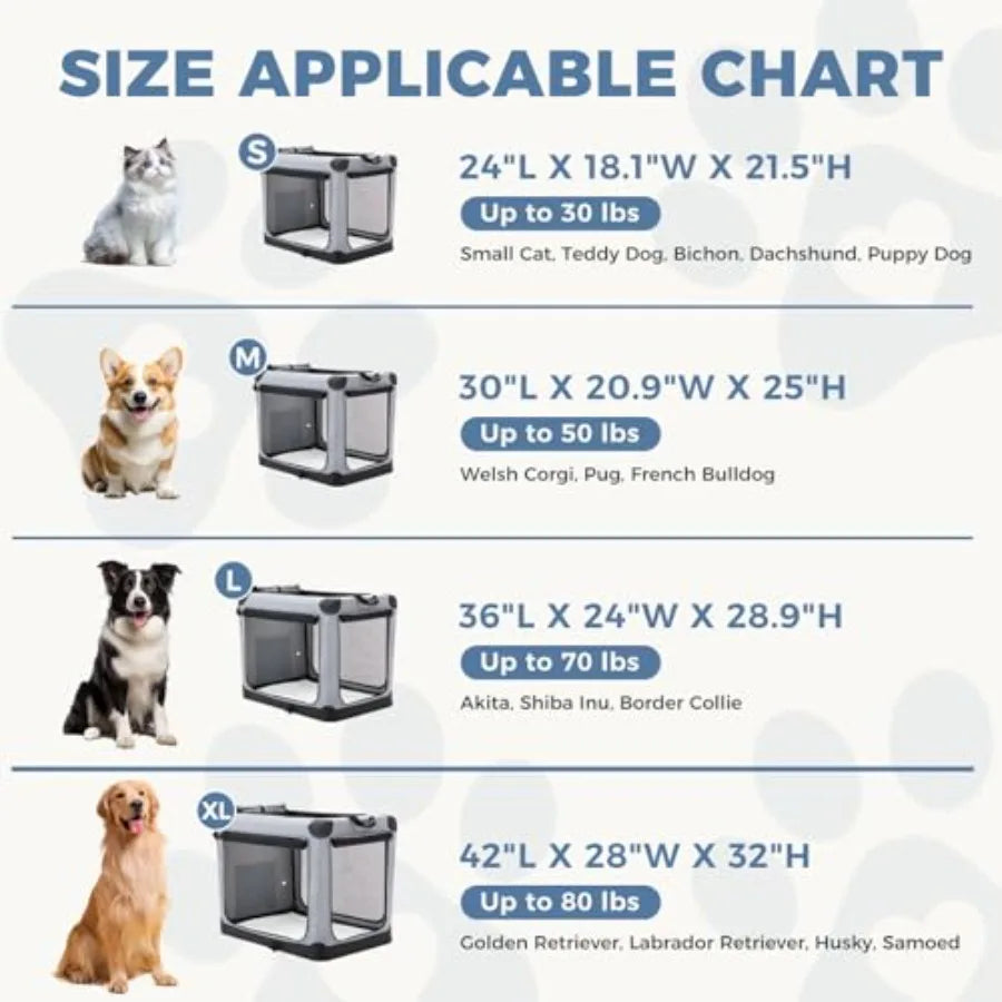 24 Inch Portable Foldable Soft Dog Crate for Small Dogs Travel Pet Carrier with Storage Bag Washable Pad Indoor Outdoor Kennel