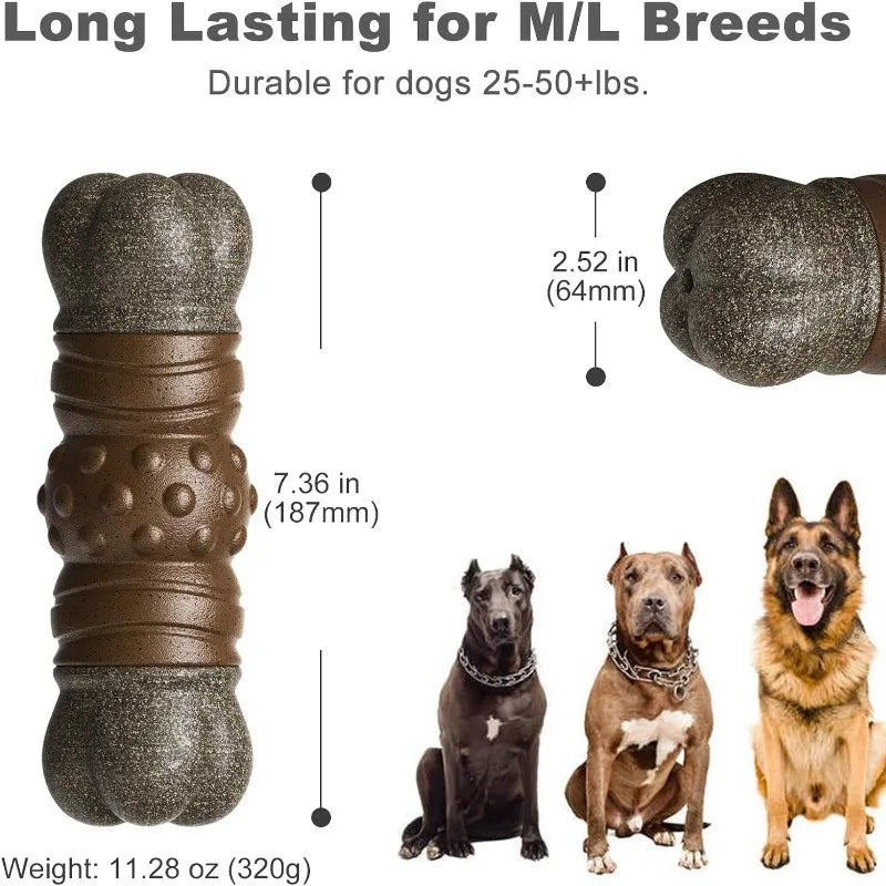 Dog Toys Squeaky Sounding Bones Grinding Teeth Cleaning Chew Toys Tough Nylon Rubber Medium Large Dogs Interactive Training