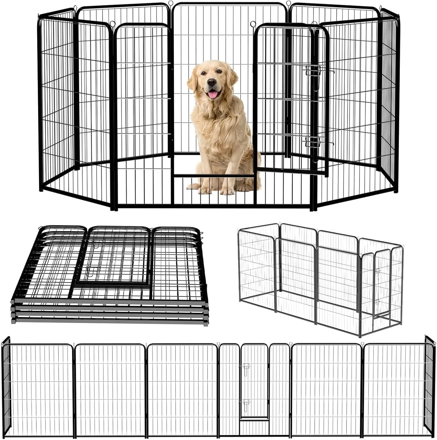 Foldable Heavy Duty Metal Dog Playpen with 8 Panels, 40" Height for Indoor Outdoor Yard Exercise Puppy Fence