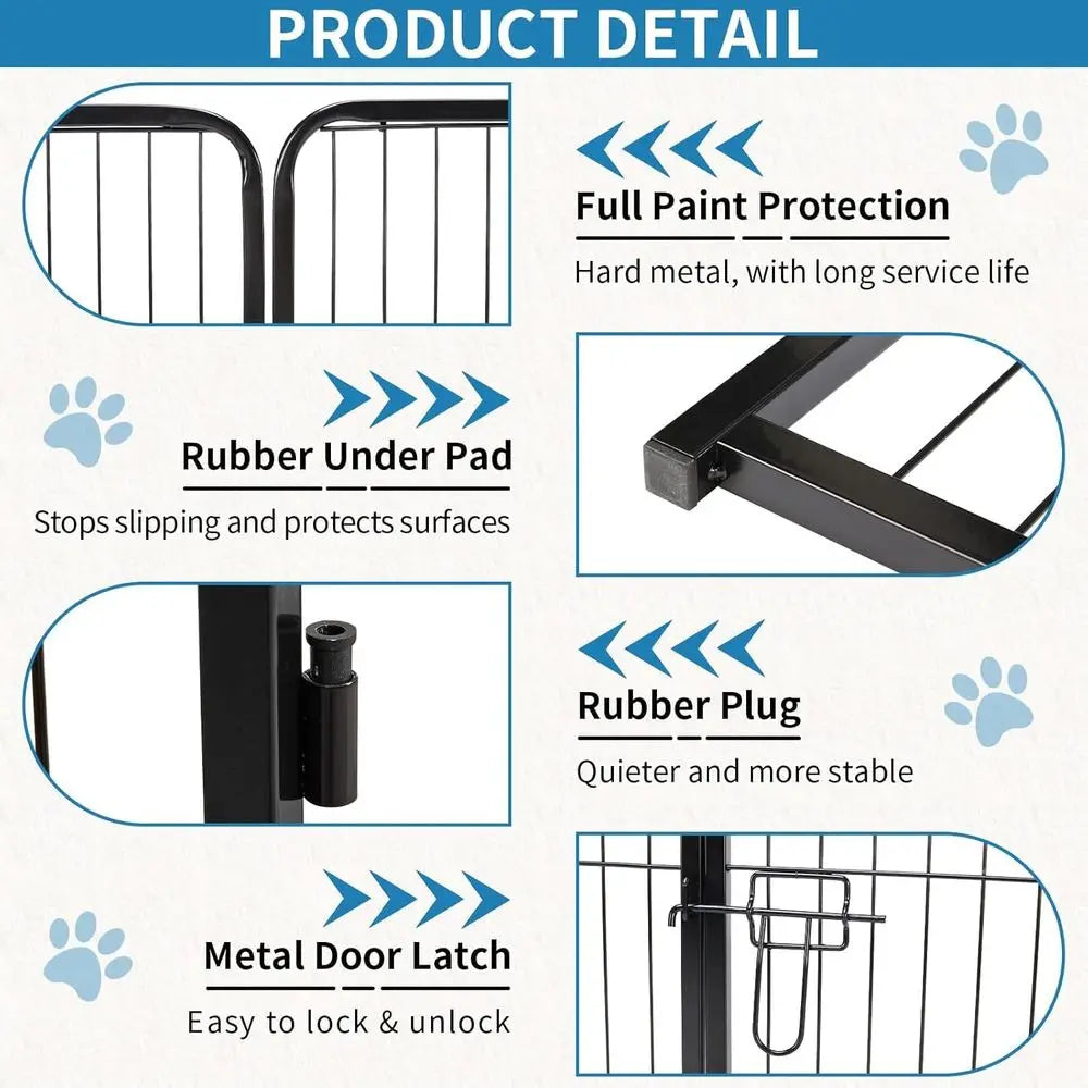 Adjustable 8-Panel Heavy-Duty Metal Dog Playpen, 32 Tall, Suitable for Indoor and Outdoor Use