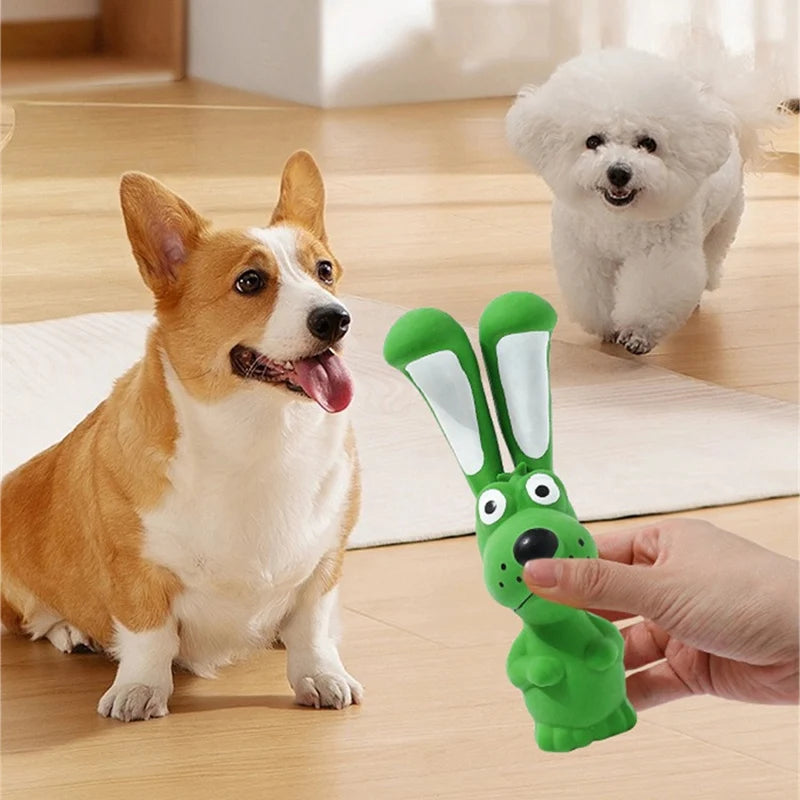 Dog Chew Toy Rubber Rabbit Shape Pet Squeaky Toys For Small Medium Dogs Interactive Teeth Cleaning Sounding Dog Toy Pet Supplies