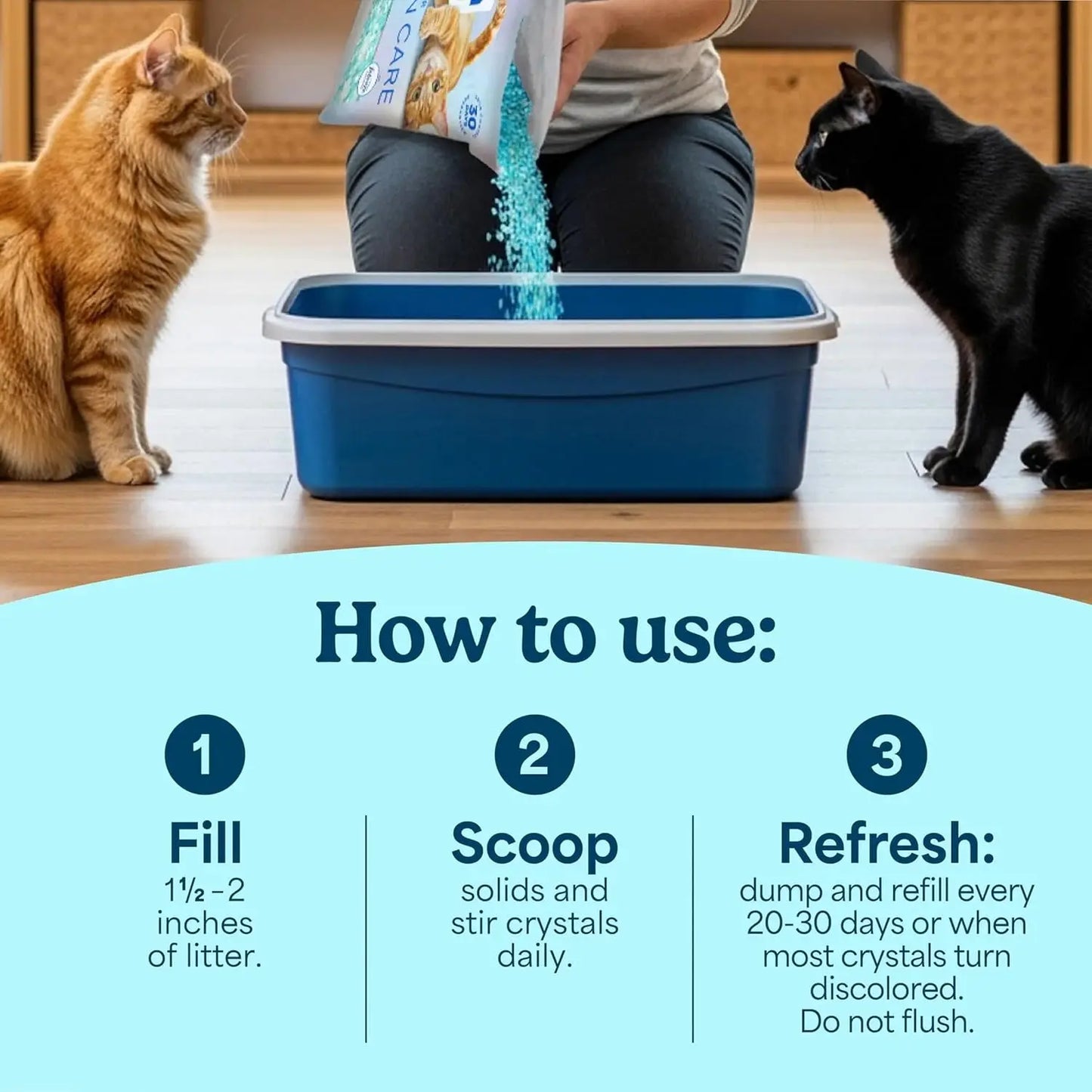 Lightweight Crystal Cat Litter with Febreze Freshness, Long-Lasting Odor Control, Low Dust, 16 lbs (2 x 8 lb bag)