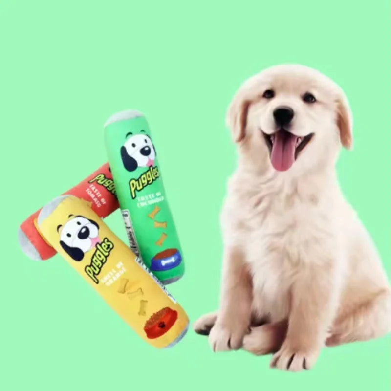 Beer Bottle Shaped Plush Dog Chew Toy Squeaky Interactive Bite-Resistant Playing Supplies for Small to Large Dogs Teeth Cleaning