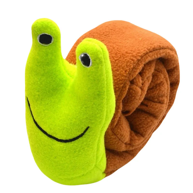 Foldable Sound Making Plush Toy Snail. Teeth Grinding and Bite Resistant Interactive Pet Training Equipment Mesh Reinforcement