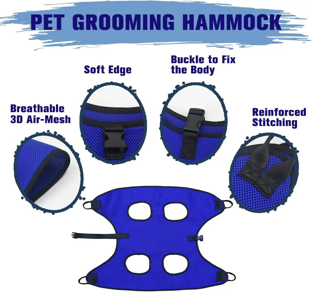 Pet Dog Grooming Hammock for Nail Trimming, Restraint Harness for Large Dogs with Clippers and Comb
