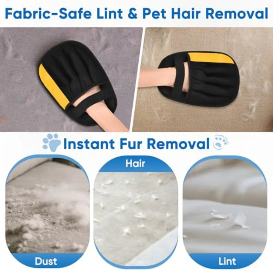 Five-Finger Electrostatic Pet Hair Removal Glove for Dogs Cats Reusable Quick-Clean Grooming Gloves for Furniture Laundry Carpe