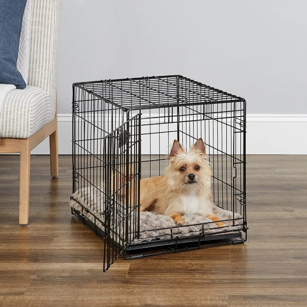 24in Folding Dog Crate w/Divider, Leak-Proof Tray, Secure Latch, Portable, Easy Setup, Small Dogs 12-20 lbs