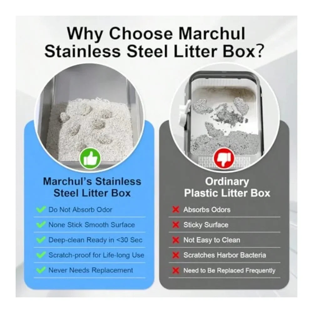 Cat Litter Box Litter Box Cat AccessoriesStainless Steel Cat Litter Box With Lid And Drawer Design For Indoor All Lifestyles Cat