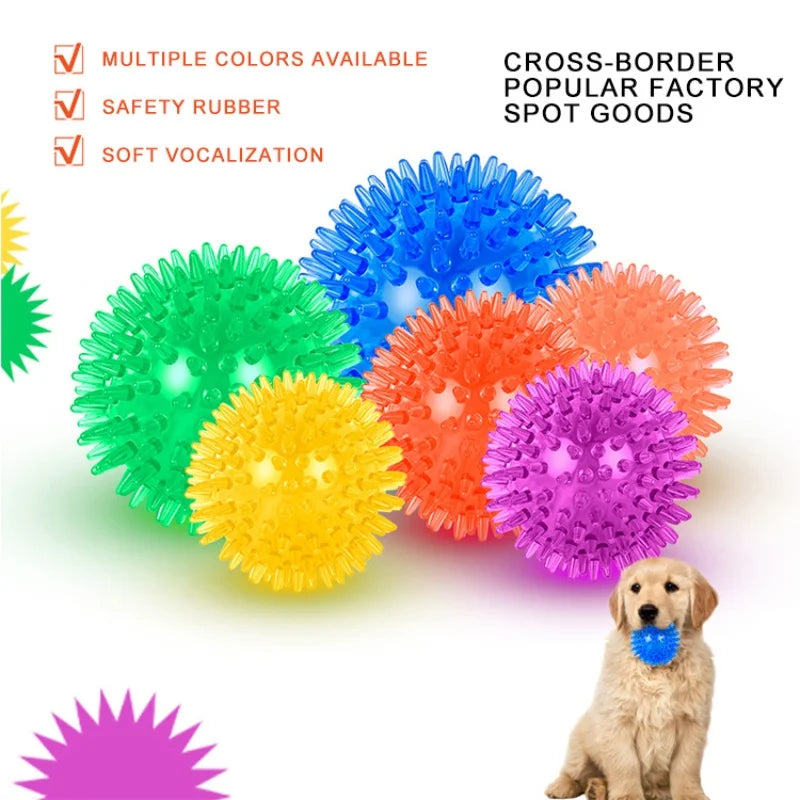 New Pet Toy Ball Cat Puppy Sounding Toy Tooth Cleaning Ball Training Pet Teeth Chewing Toy Thorn Balls Accessories