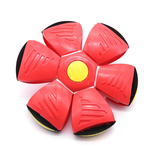 Transform UFO Ball Dog Toy: Chew-Resistant & Stompable Flying Saucer - Bouncing, Shape-Shifting Fetch Toy for Night Play
