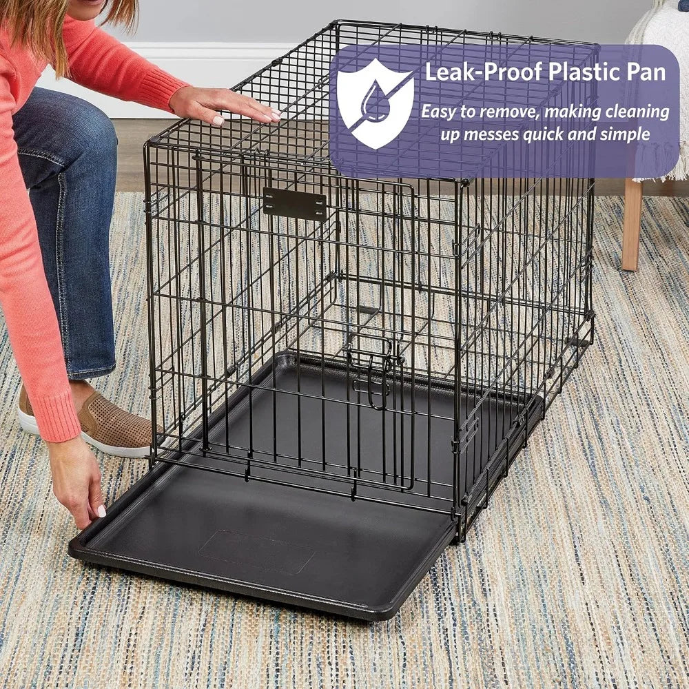 24in Folding Dog Crate w/Divider, Leak-Proof Tray, Secure Latch, Portable, Easy Setup, Small Dogs 12-20 lbs