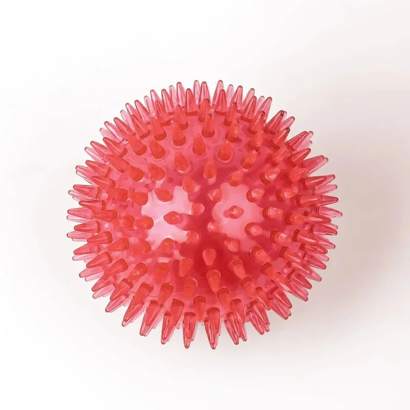 Pet Dog Toys Cat Puppy Sounding Toy Polka Squeaky Tooth Cleaning Ball TPR Training Pet Teeth Chewing Toy Thorn Balls /.,loo