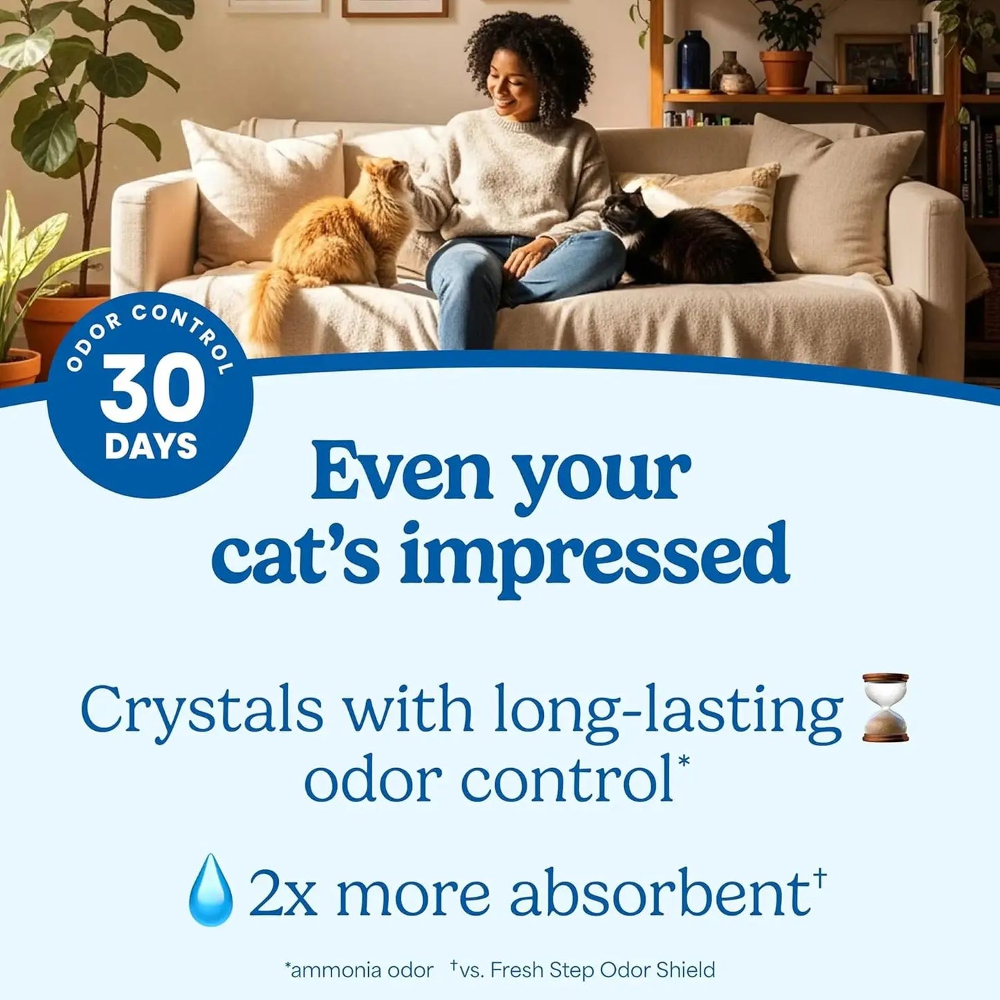 Lightweight Crystal Cat Litter with Febreze Freshness, Long-Lasting Odor Control, Low Dust, 16 lbs (2 x 8 lb bag)