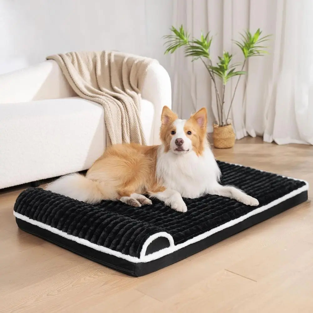 Large Orthopedic XL Dog Bed with Pillow, 48x30 Waterproof Comfortable Egg Crate Foam Pet Bed Mat, Removable Washable Cover, Non-