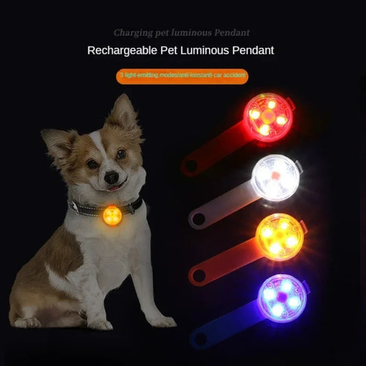Dogs Collars Anti Loss Pendant Waterproof Safety LED Flashing Light USB Rechargeable LED Light Pendant For Dogs Cats Pets