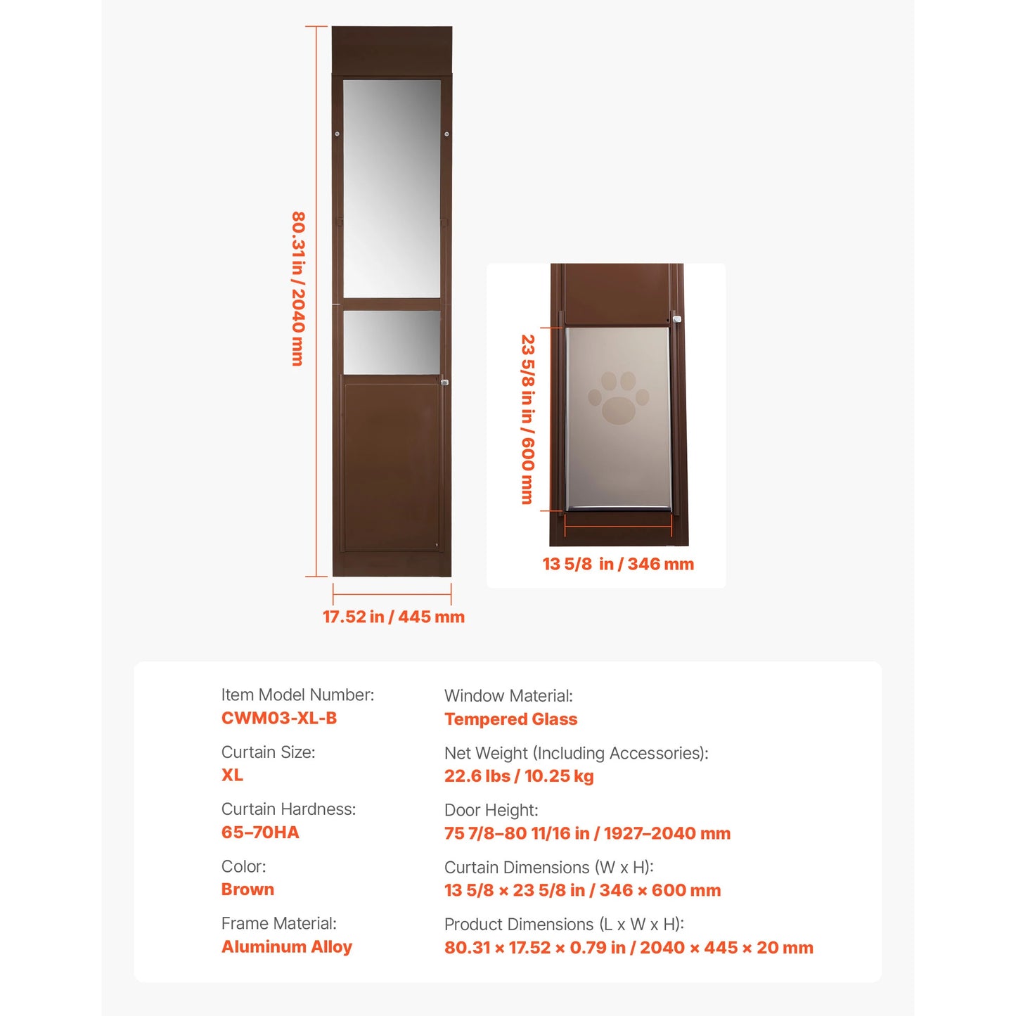 SucceBuy Dog Door for Sliding Glass Door Aluminum Alloy Frame with Rotating Hinges Lock Design Sliding Glass Pet Door for Renter