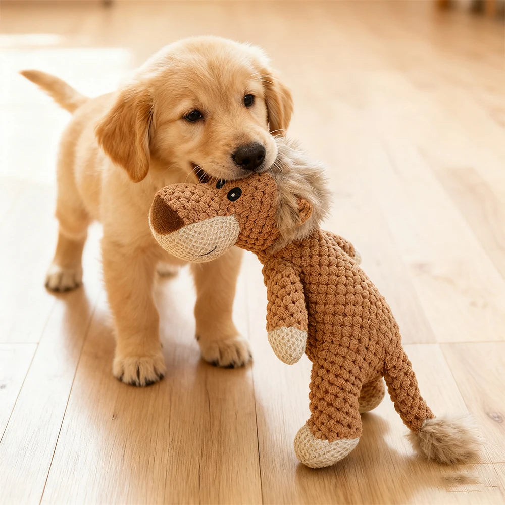 Large Dog Plush Toy Squeak Fleece Durable Chewable Cute Soft Molar Chew for Teething Small Dogs Pet Cartoon Puppy Chew Squeak