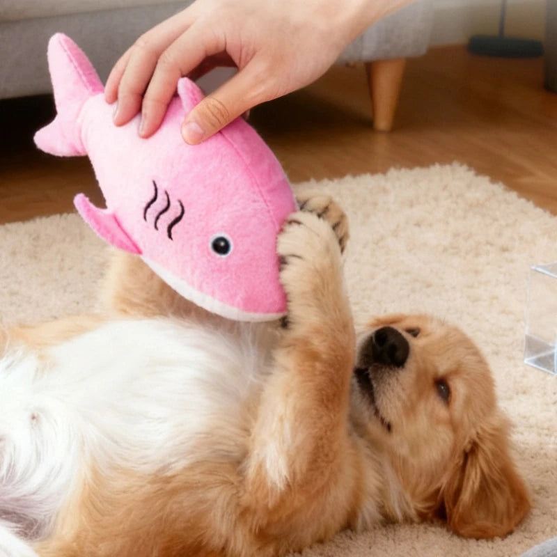 Dog Chew Toy Simulated Plush Shark Sounding Bite-resistant Plush Puppy Toy Training Dental Cleaning Supplies