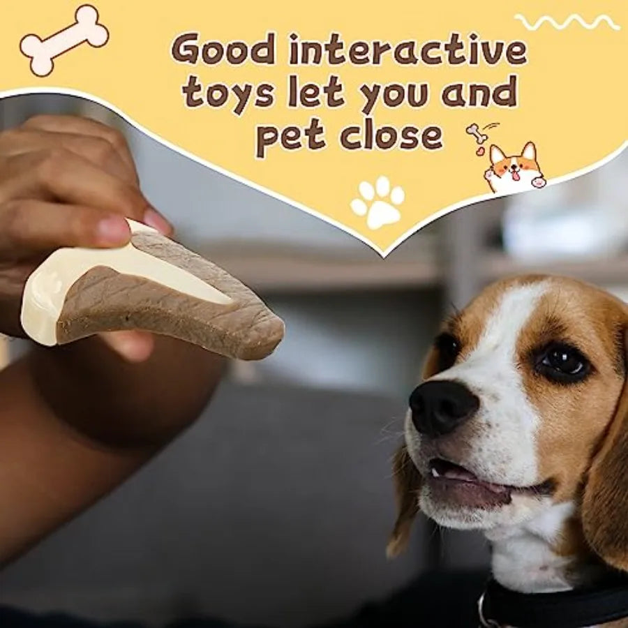 6 Pieces Chew Toys for Aggressive Chewers Real Beef Flavor Dog Teething Chew Bones for Breed Puppies Pet Toy with Durable Nylon