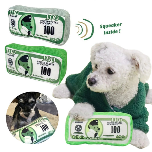 Simulation Money Dog Toys Funny Squeaky Sound Sounding Paper Resistance To Bite Chew Dog Toys Clean Teeth Puppy Toy Pet Supplies