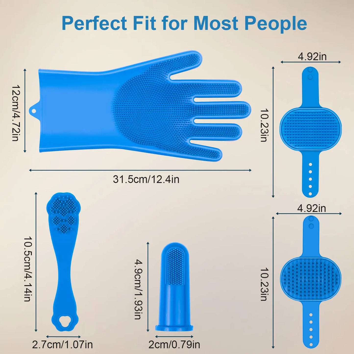 6PCS Pet Grooming Kit Silicone Dog Washing Gloves Dog Toothbrush Finger Dog Bath Gloves Dog Shampoo Brush Dog Cat Bath Supplies
