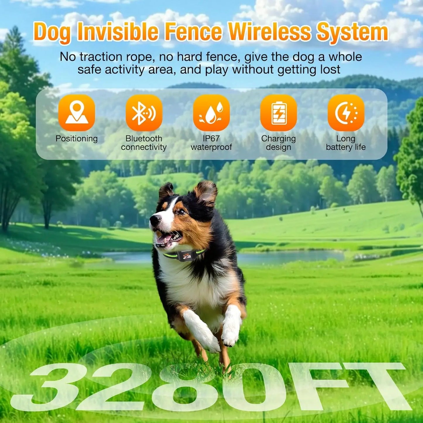 Outdoor Gps Wireless Dog Fence System App Geo Fence Bluetooth Training Collar Waterproof Rechargeable