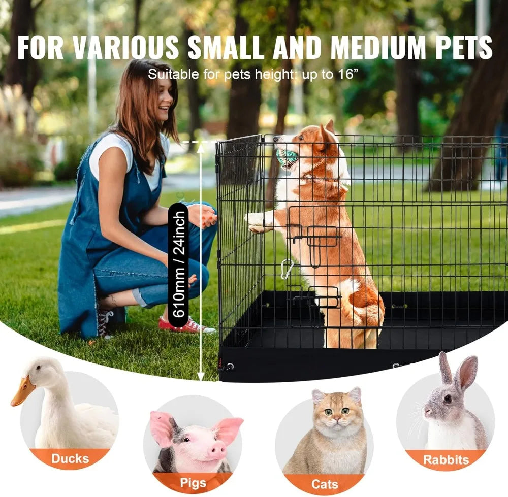 Dog Playpen 4 Panels 24x36in Foldable Metal Pet Exercise Pen with Door, Top Cover & Bottom Pad for Small Pets Indoor Outdoor