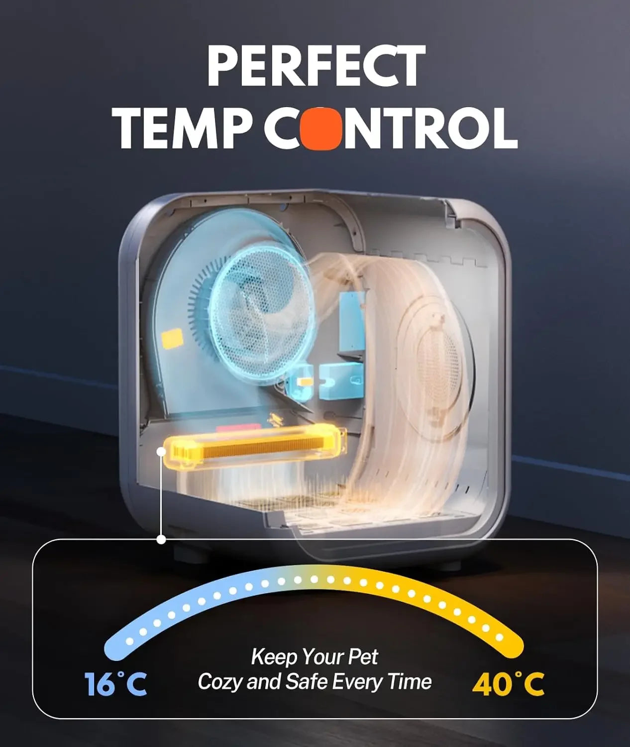 62L Quiet Automatic Pet Dryer Box, 360° Efficient Drying & Smart Temp Control for Cat & Medium Dog, Custom