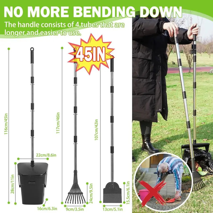 Dog Pooper Scooper for Yard, Dog Poop Trash Can Outside Swivel Bin Rake Spade Kit for Large Medium Small Dogs with 40 Waste Bags