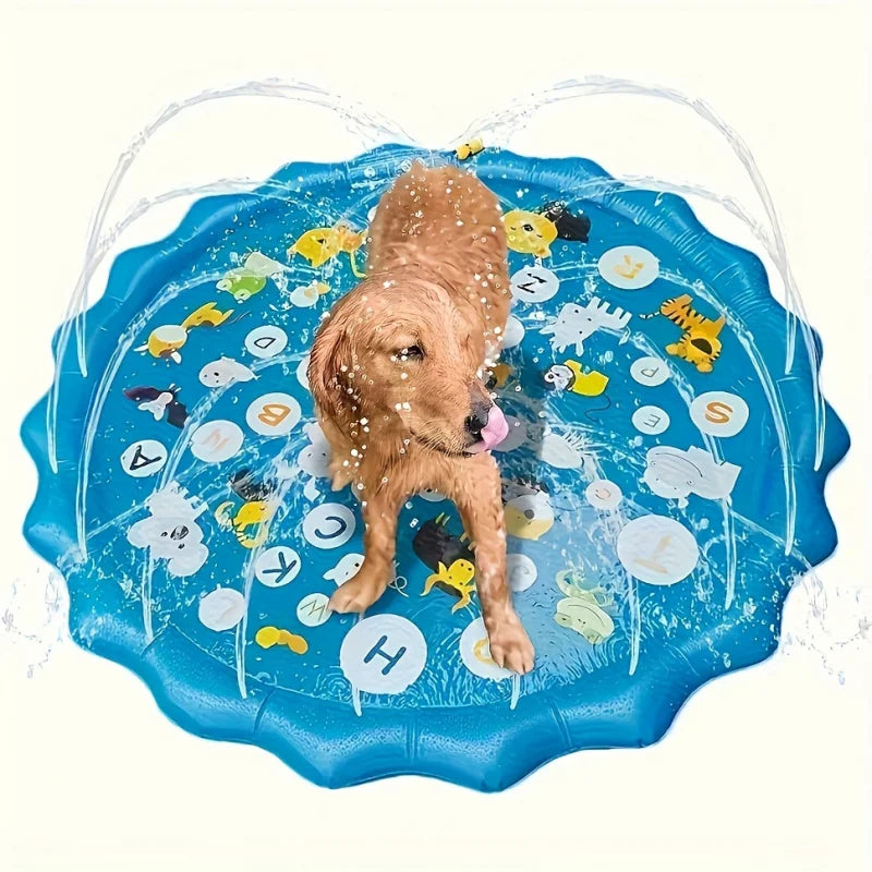 Heavy-duty Outdoor Pet Bath Basin with Water Spray Function - Anti-slip Dog Water Play Cooling,