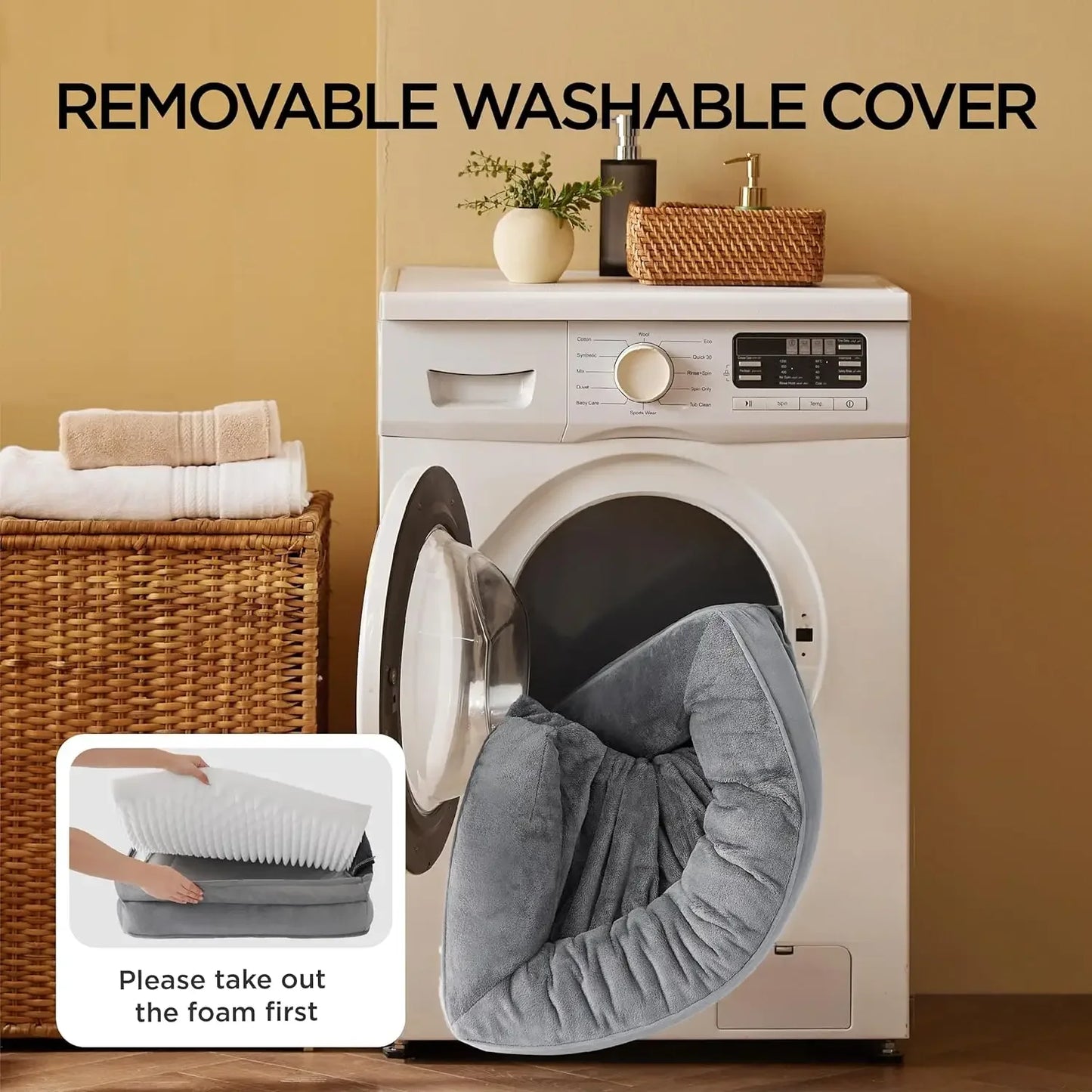 Waterproof Orthopedic Dog Bed Washable, Medium Size Pet Bed with Removable Cover, Joint Pain Relief Sofa for Cats Dogs