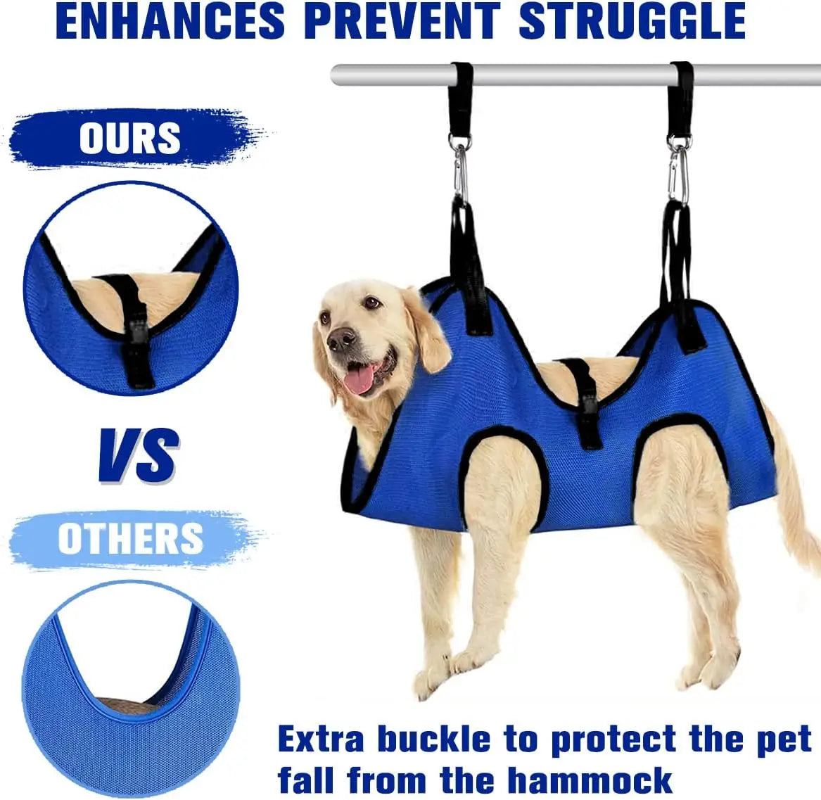 Pet Dog Grooming Hammock for Nail Trimming, Restraint Harness for Large Dogs with Clippers and Comb