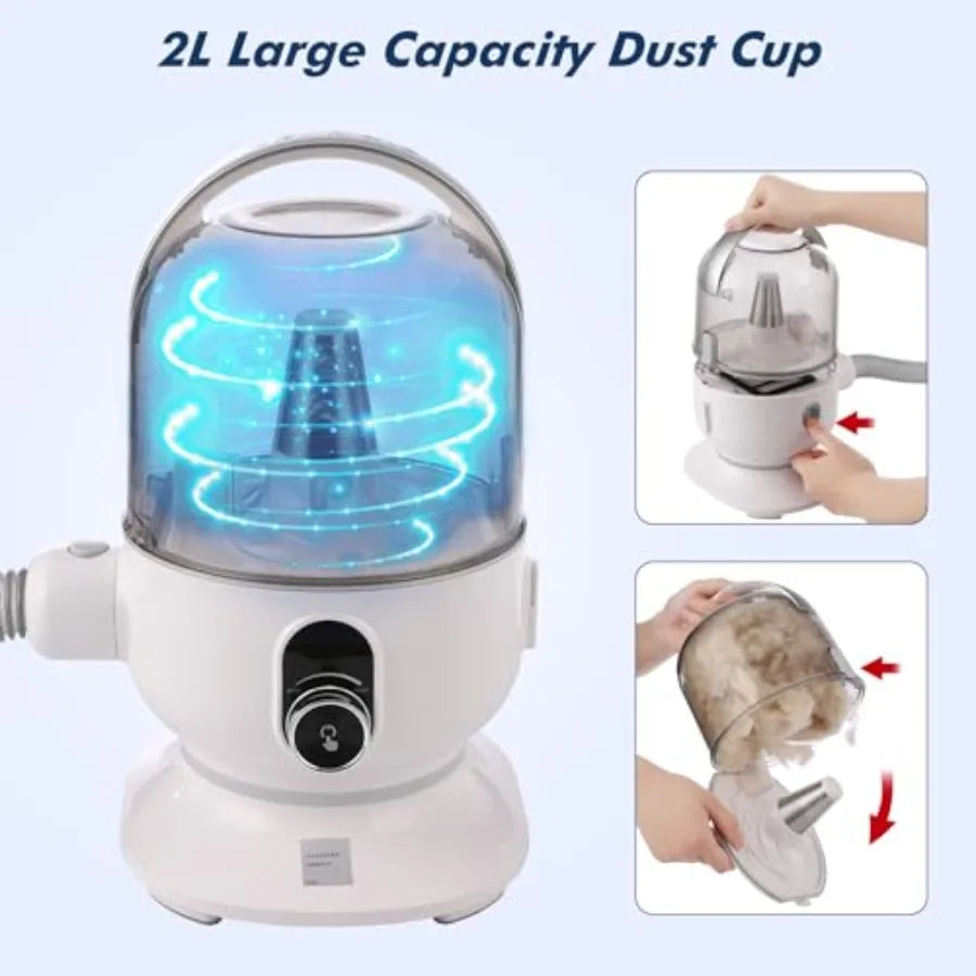 Pet Groomer 5 in 1 Dog Hair Vacuum Grooming Kit 99 Pet Hair Removal 2L Dust Cup Low Noise Grey
