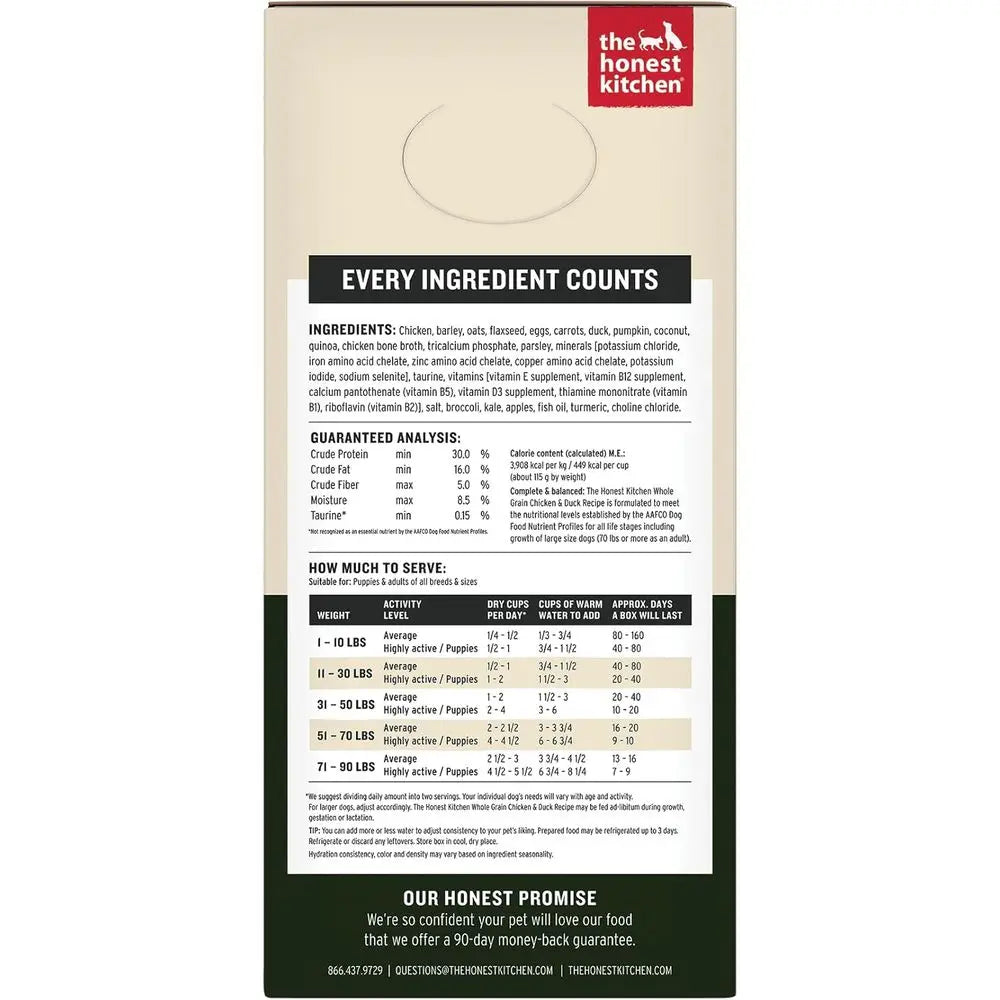 Human Grade Wholemade™ ydrated Dog ood, Whole Grain Dog ood, Chicken & Duck, 10 lb (makes 40lbs)
