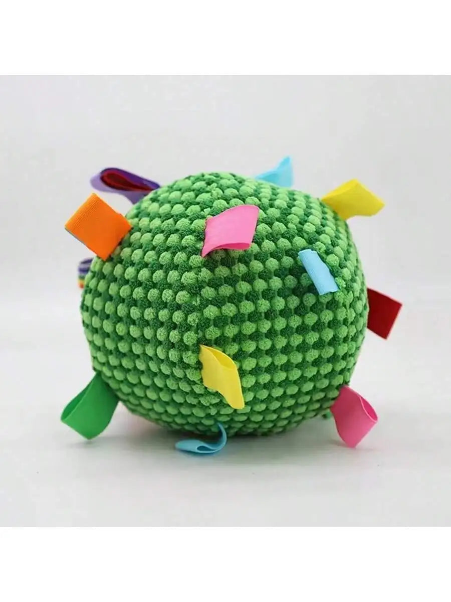 Pet Toy Ball Dog Chew Toy Interactive Tough Durable Colorful Ribbon Safe Material Pet Playing Toy for Small Medium Large Dogs Pu