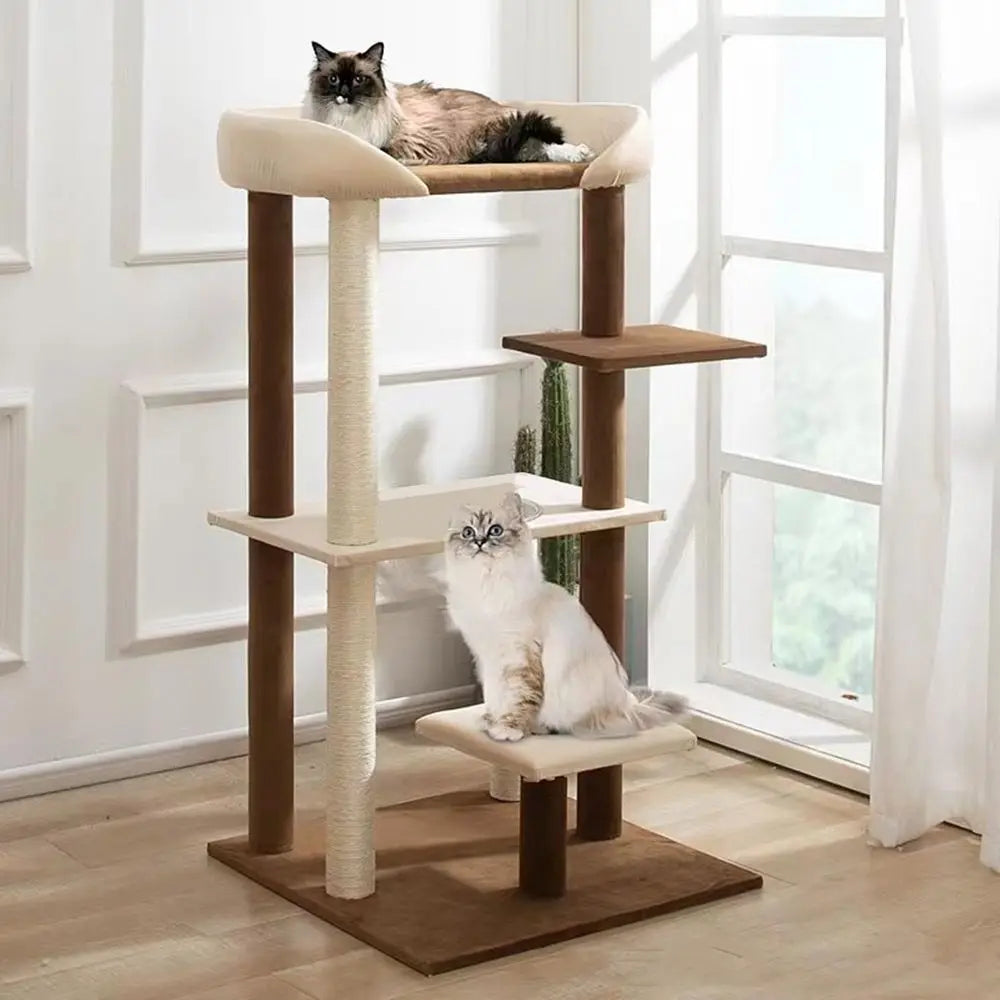 SHENGOCASE ern Cat Tree Tower with Extra Large Platorm Perch Bed or Maine Coon and Big Couch Soa or Multiple Cats