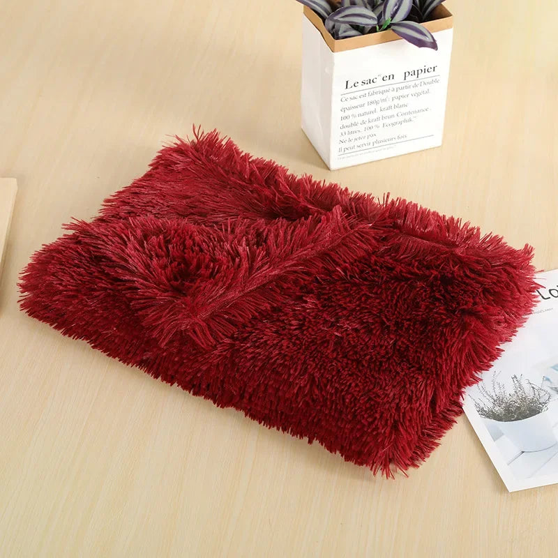 Fluffy Mat Long Plush Pet Blanket Cat Sleeping Mats Puppy Winter Warm Thin Kennel Cushion Soft Covers for Large Dogs Mattress