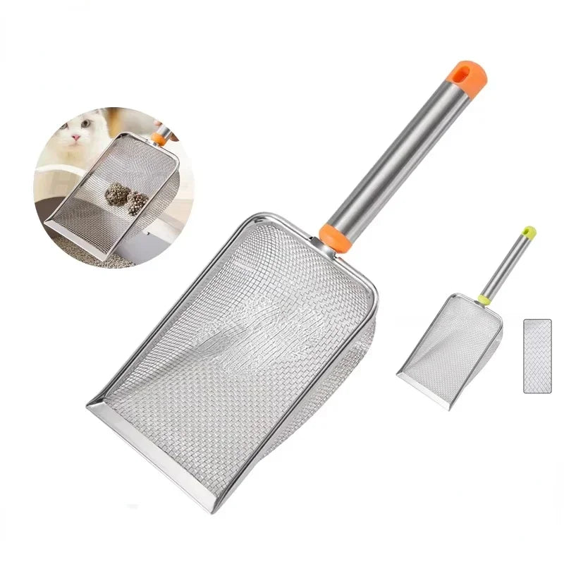 1pcs Stainless Steel Fine Mesh Cat Litter Scoop Easy To Clean Non-Stick Shovel For Reptiles Sand Efficient Durable Litter Scoop
