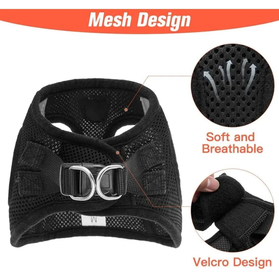 Puppy Harness and Leash Set Soft Mesh Dog Vest Harness Reflective Adjustable Harness for Small to Medium Dogs Cats and Puppies